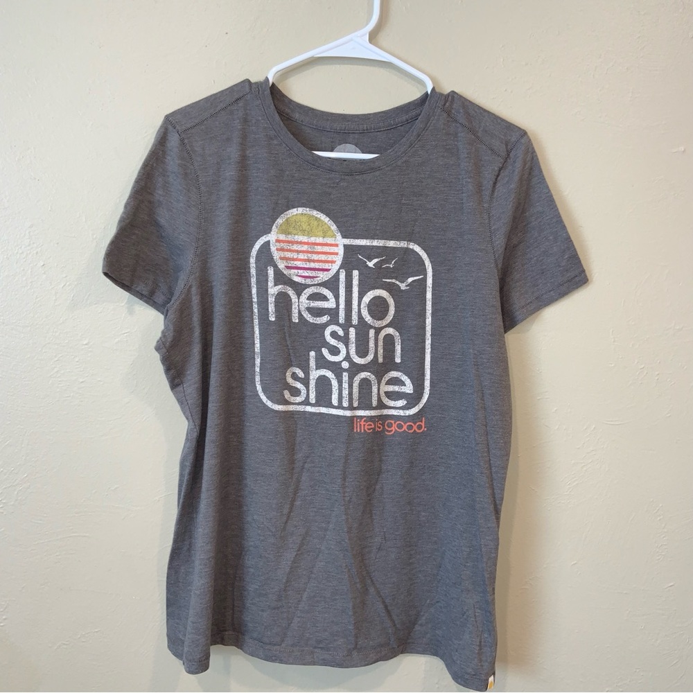 Hello sunshine life is good Grey graphic t shirt L
